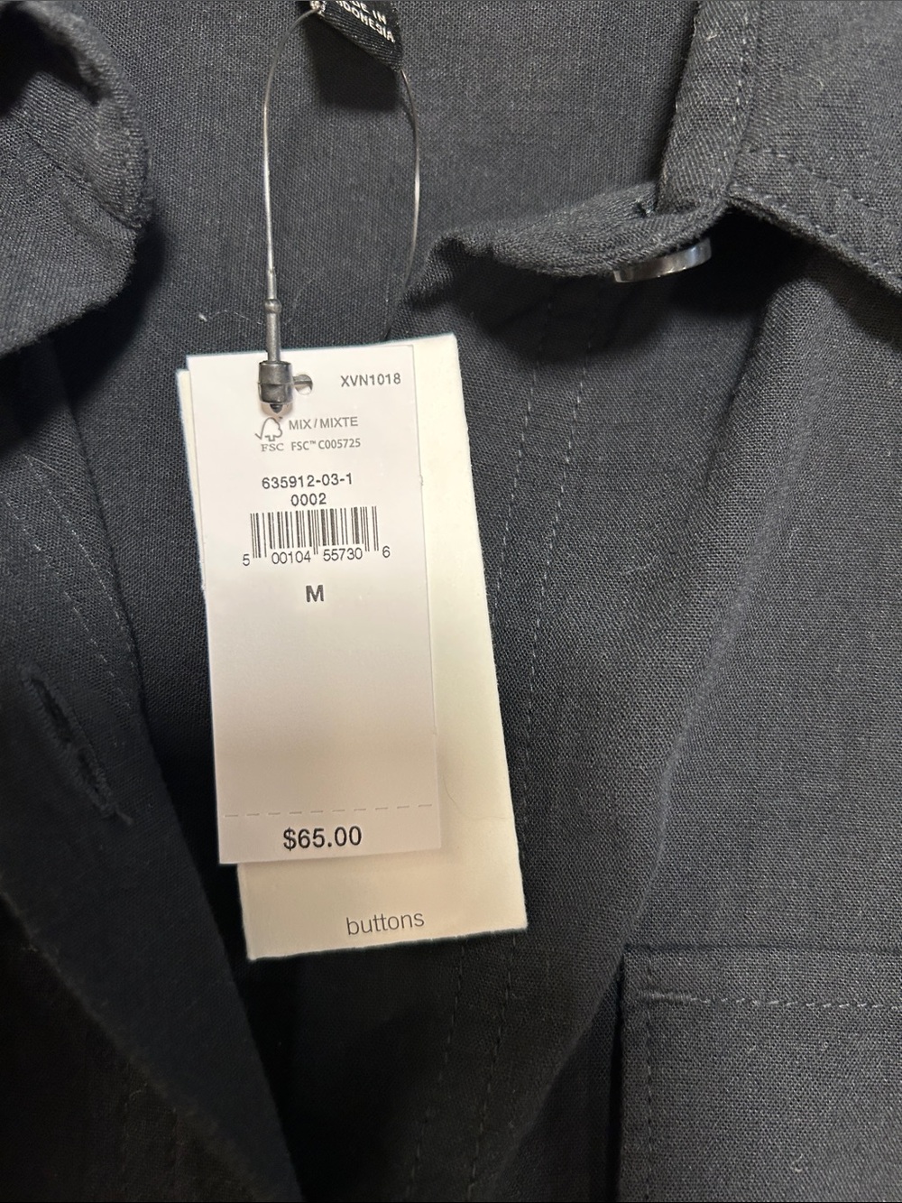 Banana Republic Black Sleeveless Button-Front Shirt - Picture 2 of 3